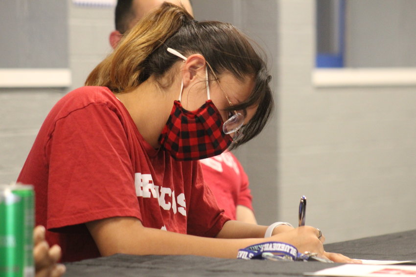 Alondra Becerra becomes the first female wrestler from Fort Lupton High School to sign a college letter of intent. She's heading for Hastings College.
